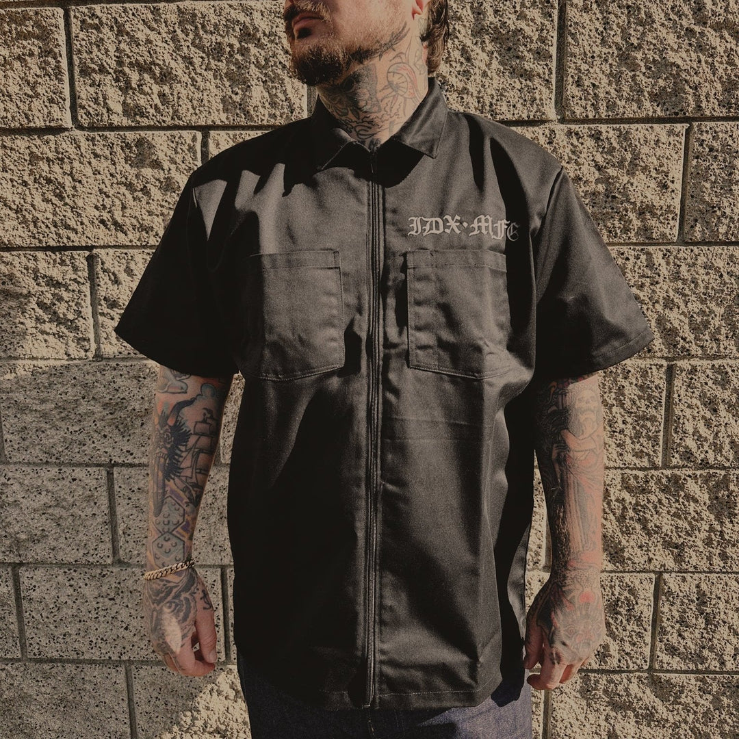 zip up dress shirt Black Zipper with Classic Collar S featuring a zip instead of buttons Shelby Zip Front Shirt |